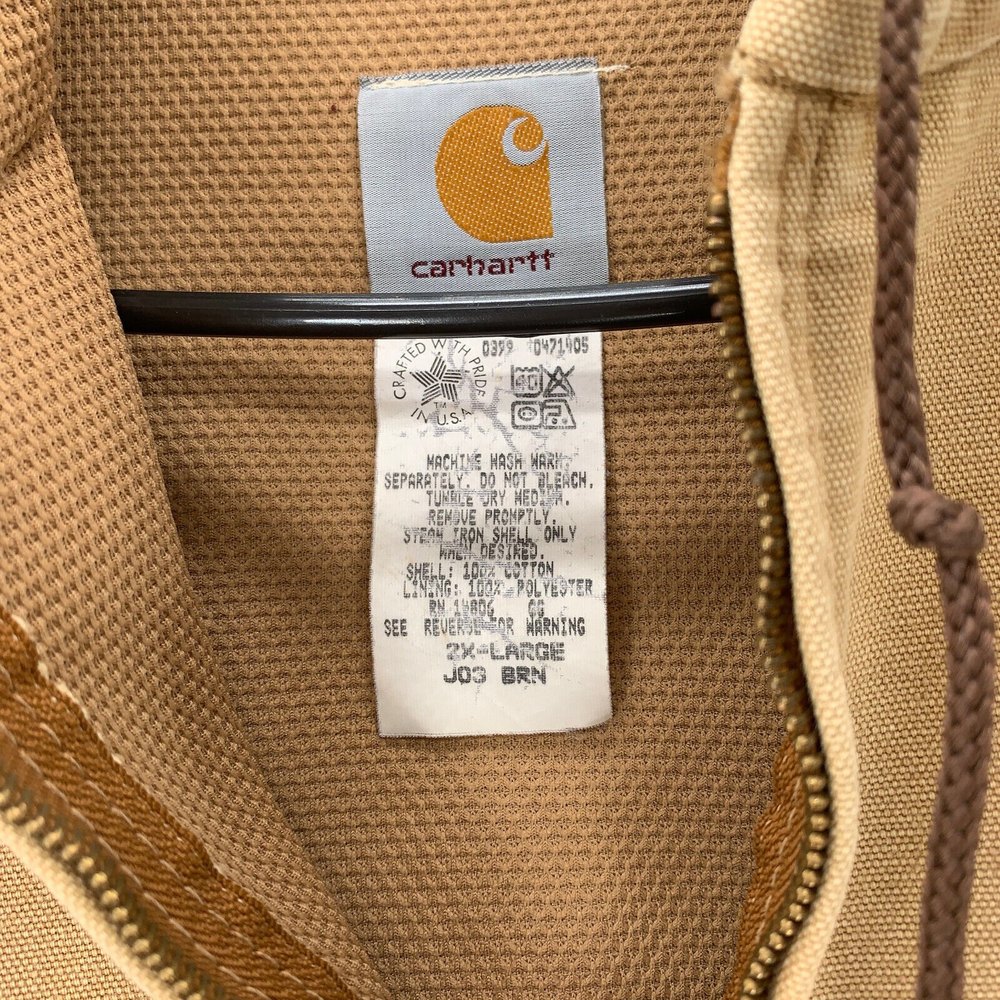 Vtg USA Made Carhartt J03 Coat Men's 2XL Brown Cotton Duck Hooded Jacket Hoodie - Picture 10 of 12